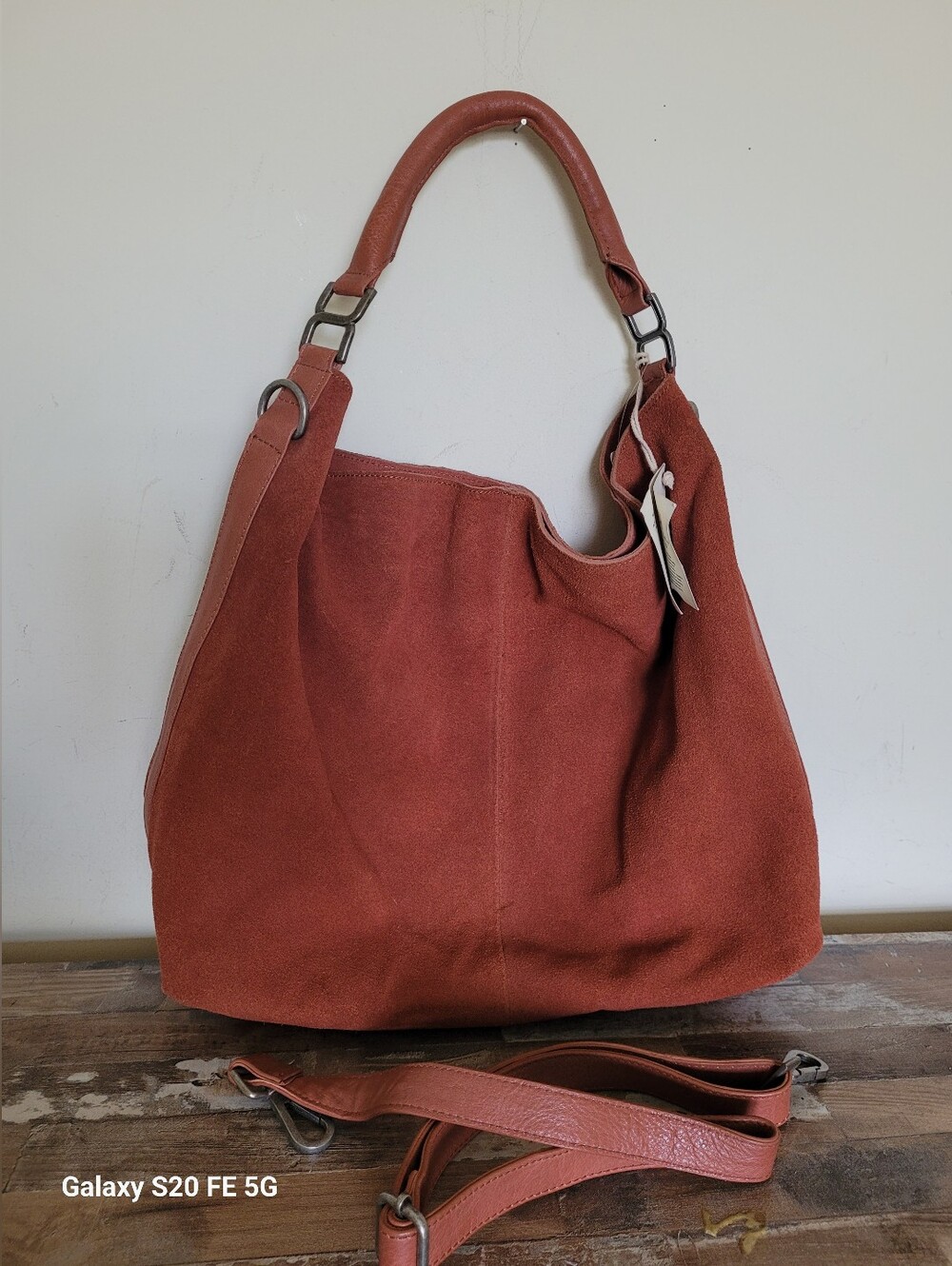 Free People Burnt Orange Suede Hobo Shoulder Bag - Picture 5 of 8